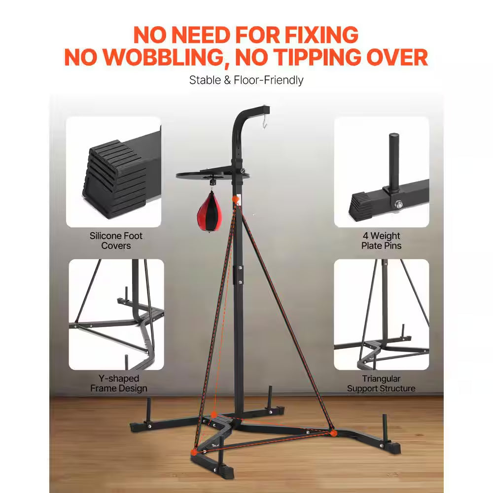 2 in 1 Punching Bag Stand, Steel Heavy Duty Workout Equipment, Adjustable Height Boxing Punching