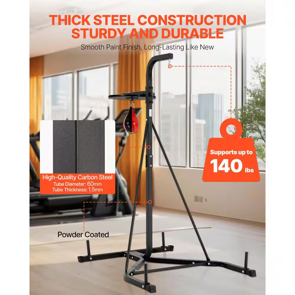 2 in 1 Punching Bag Stand, Steel Heavy Duty Workout Equipment, Adjustable Height Boxing Punching