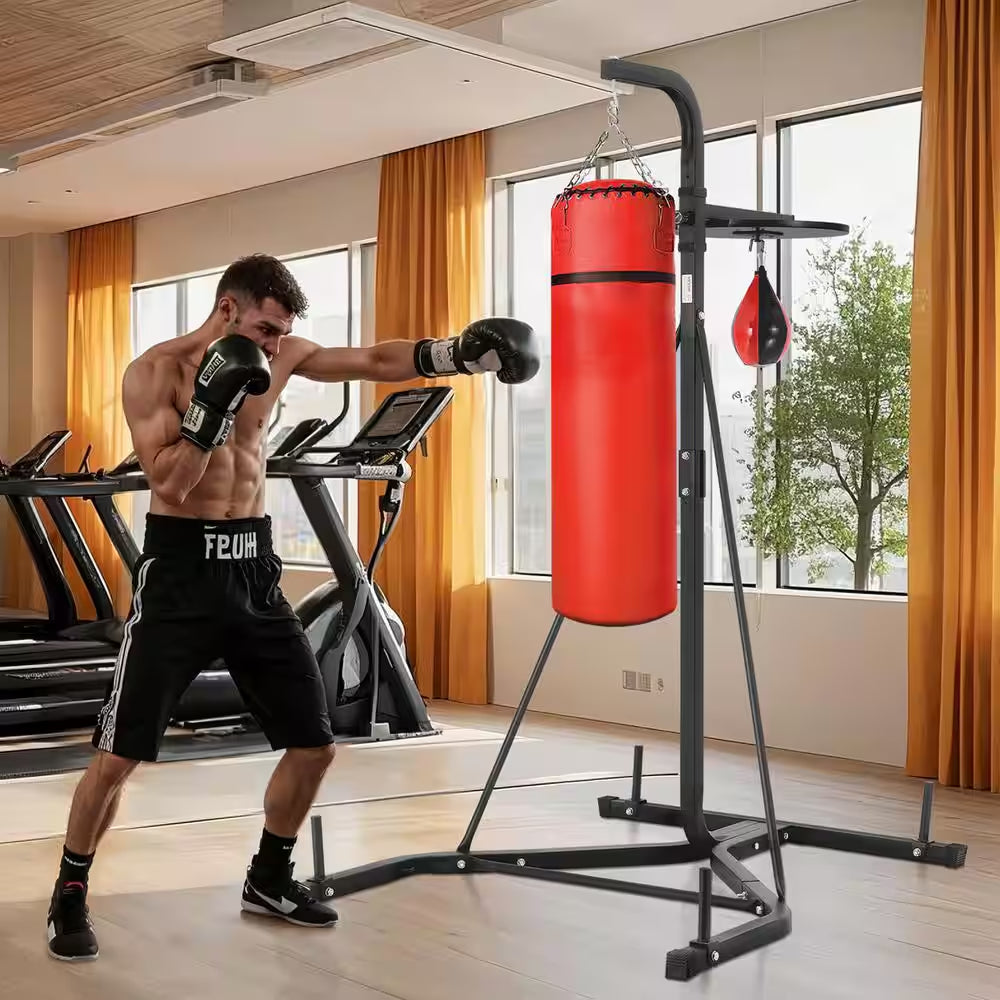 2 in 1 Punching Bag Stand, Steel Heavy Duty Workout Equipment, Adjustable Height Boxing Punching