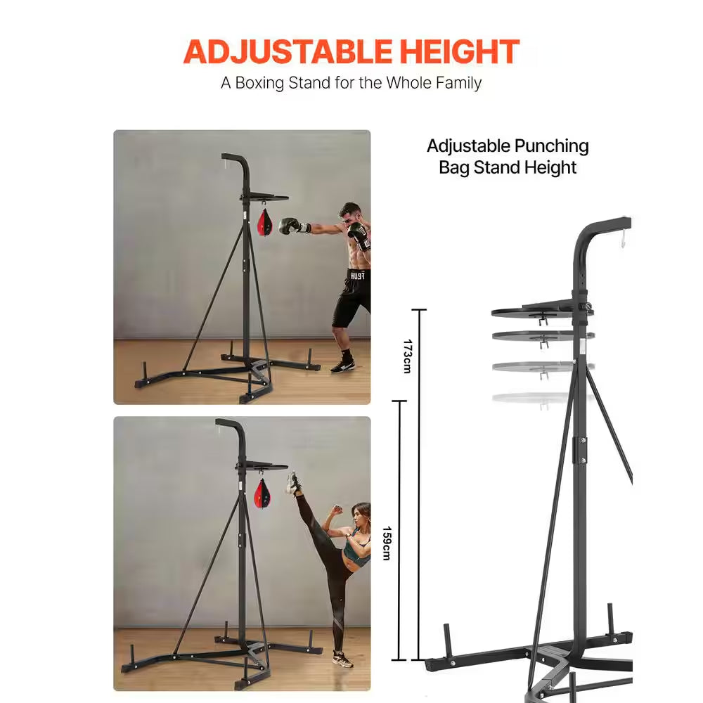 2 in 1 Punching Bag Stand, Steel Heavy Duty Workout Equipment, Adjustable Height Boxing Punching